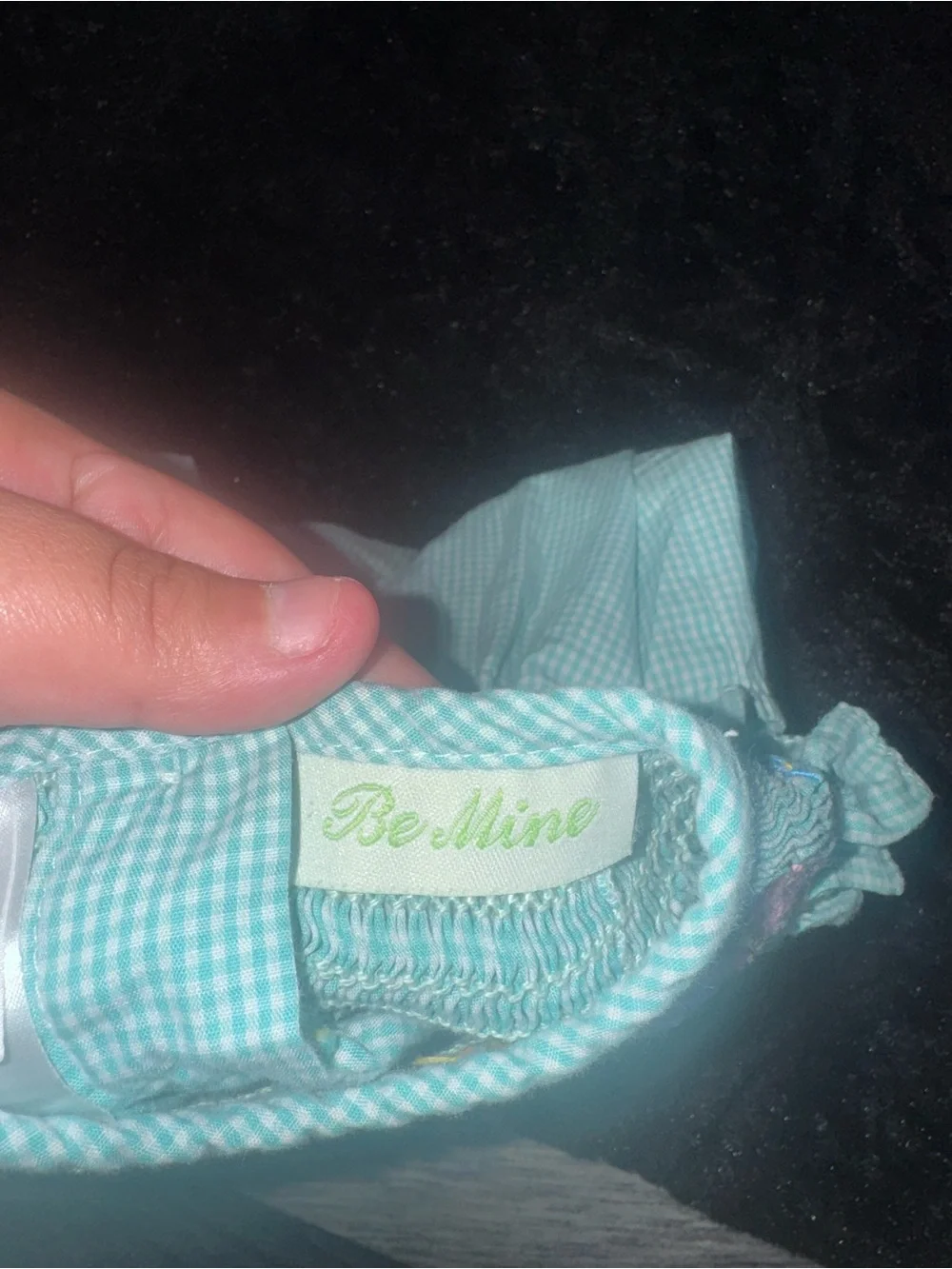 A Classy Chic Boutique Light Blue Gingham Smocked Bubble Romper with Pink Floral